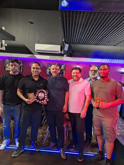 CONGRATULATIONS TO OUR PAUL DEAN 3-MAN TEAM SHIELD CHAMPIONS - RYMEL HANSON, VINEET VERMA AND DERREN WRIGHT, SHOTS. PRESENTED BY PAUL'S SONS RYAN AND ALEX